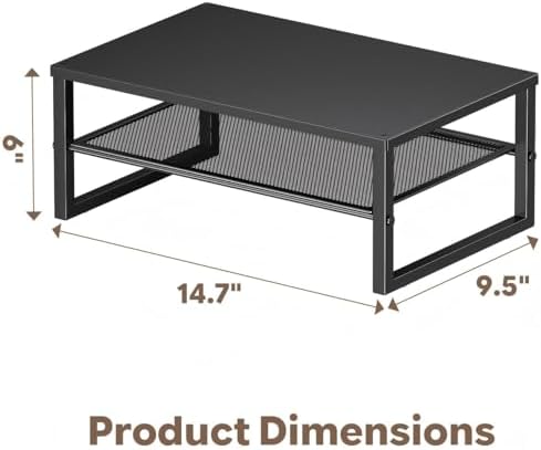 Ekisemio 2-Tier Computer Monitor Stand Riser, Desk Organizer for Monitor, Black