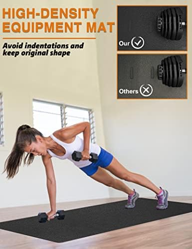 Treadmill Mat, 5'x2.5'/5.6'x2'/6.5'x3'/8'x3',6mm Thickness Exercise Equipment Mat for Carpet Hardwood Floors, Compatible with Walking Pad,Spin Bike,Elliptical Trainer,Rowing Machine