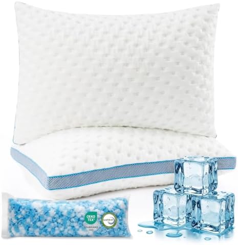 Resort Collection Cooling Shredded Foam Bed Pillows King Size Set of 2