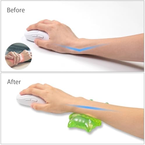 Ergonomic Silicone Gel Mouse Wrist Rest – Clear Cute Cat Mouse Wrist Rest, Comfort & Support for Typing and Gaming (Green)