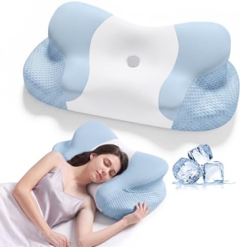 XIEEAOZEE Cervical Pillow for Neck and Shoulder Pain Relief, Blue