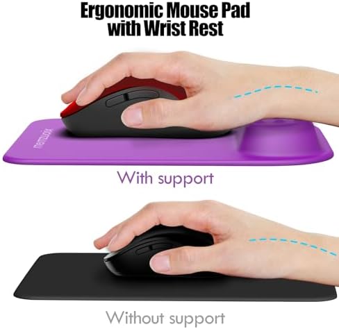 memzuoix Purple Ergonomic Mouse Pad with Wrist Rest Support,Premium Memory Foam Cushioning for Pain Relief, Non-Slip PU Base - Perfect for Laptop, Computer, and Home Office