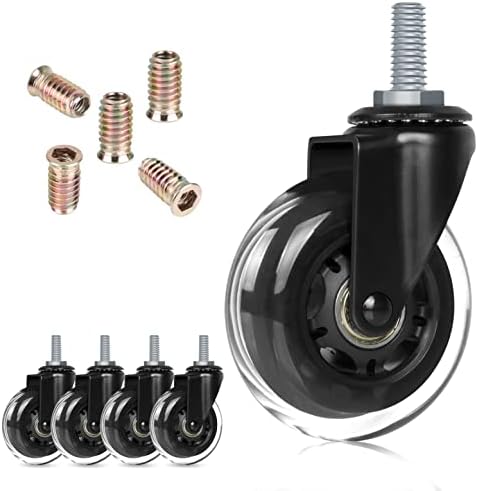 Hirate 3 inch Office Chair Casters Wheel with 5/16"-18UNC Threaded Stem