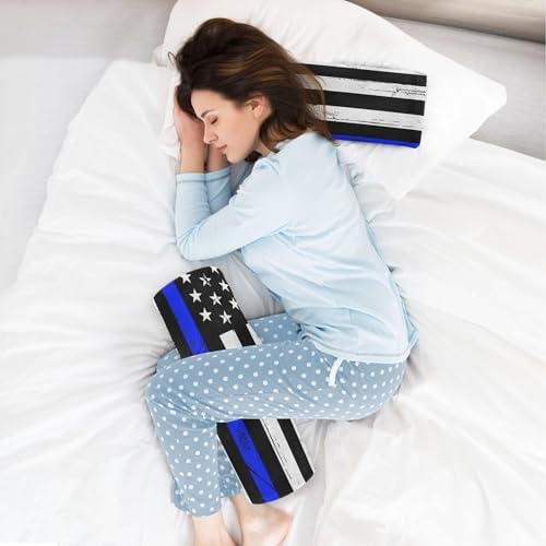 Round Cervical Roll Bolster Pillow Memory Foam Neck Roll Pillow for Sleeping Round Pillow for Neck Cylinder Bolster Pillow Bed Support Vintage American Police Support Flag