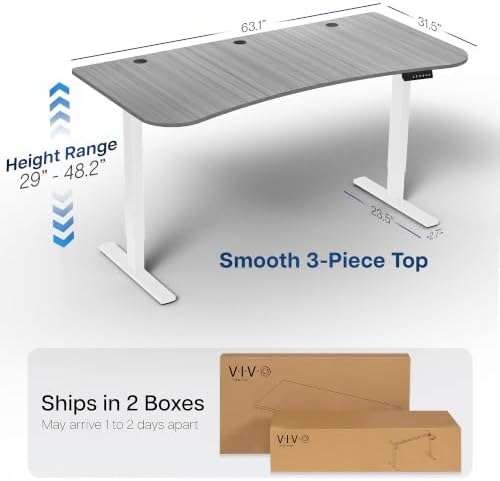 VIVO Dark Gray 63 x 32 in Standing Desk, DESK-KIT-1W1G
