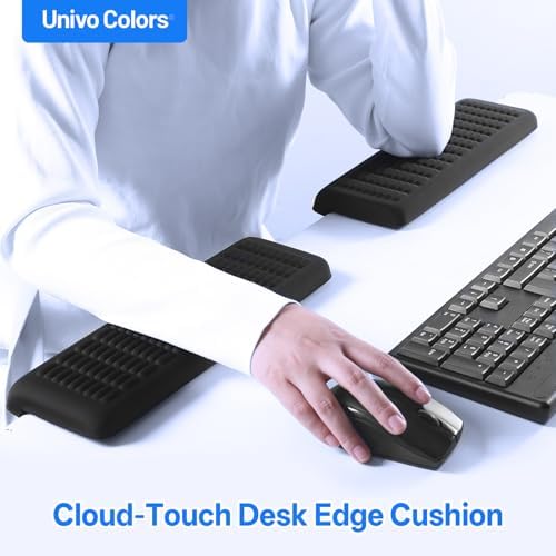 UnivoColors PostureUp L-Shaped Desk Wrist Rest Elbow, Non-Slip, Separate Design, Memory Foam Desk Edge Support, Ergonomic Design for Long-Hour Work (11.8 * 3.9 inch 2-Piece Set of Grey)