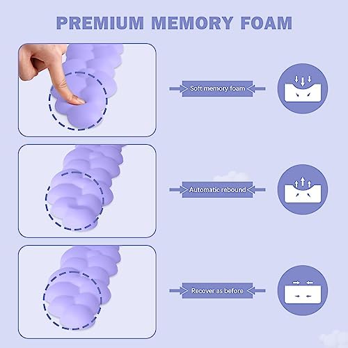 Cloud Keyboard Wrist Rest Pad Set,Enlarge PU Leather Memory Foam Wrist Cushion Support,Easy Typing Pain Relief,Mouse Wrist Rest Pad,Non-Slip Wrist Support for Home, Office, Lavender Purple