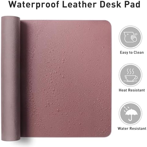 Aothia Leather Desk Pad Protector, Mouse Pad, Office Desk Mat, Non-Slip PU Leather Desk Blotter, Laptop Desk Pad, Waterproof Desk Writing Pad for Office and Home (Dark Pink,36" x 17")