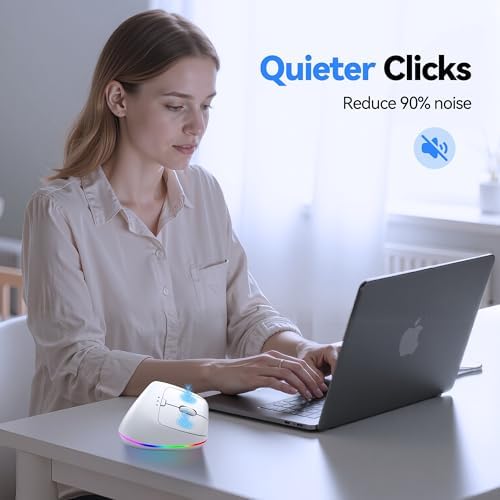 TECKNET RGB Bluetooth Ergonomic Mouse Rechargeable Wireless Multi-Device