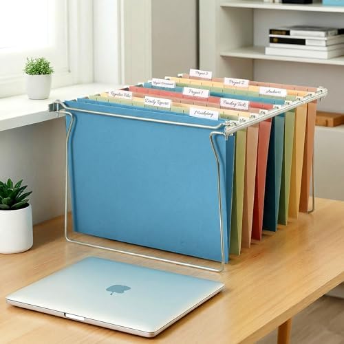 SUNEE Hanging File Folders Retro Colors, 25 Pack Letter Size File Folders with 1/5-cut Tabs, Stay Organized for Your Home and Office Bulk File and Documents