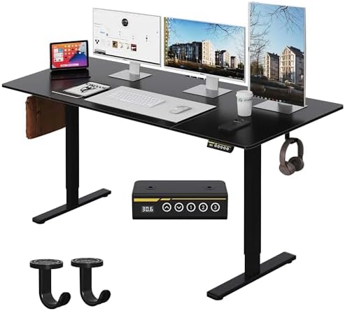 63 x 28 Inch Electric Standing Desk, 3 Memory Presets, Black