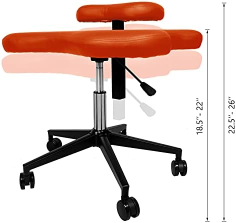 H&A Cross-Legged kneeing Chair for Office Home, Meditation Seat for Reducing Back Pain, Ergonomic Posture Corrective Seat with Height Adjustable (Orange), 26.5inch x 23.5inch