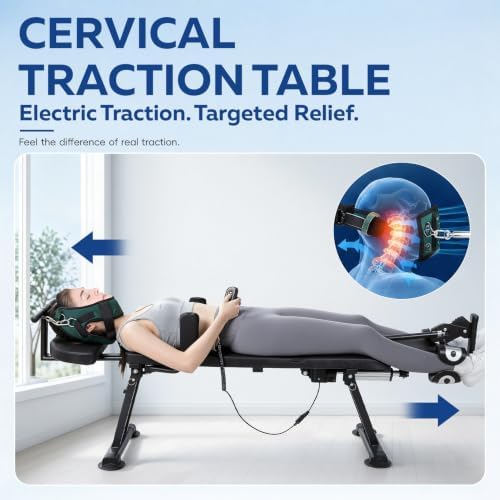 Spinal Decompression Table Electric Traction Machine for Neck and Back Pain Relief , Lumbar & Cervical Traction Bed, Remote Control Decompression Back Stretcher,880 Lbs Capacity