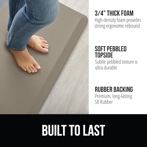 GORILLA GRIP Cushioned Antifatigue Kitchen Mat for Floor, 24x17, Taupe