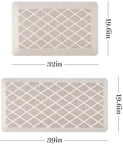 MARTHA STEWART Miles Modern Diamond Anti-Fatigue Air-Infused Kitchen Mat, Coffee Brown, 19.6"x39"