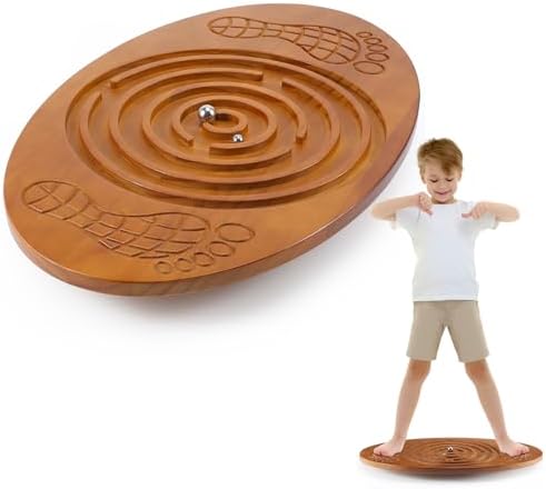 Jellyarch Maze Balance Board with 2 Bead Wobble Wood Board for Leg Workout