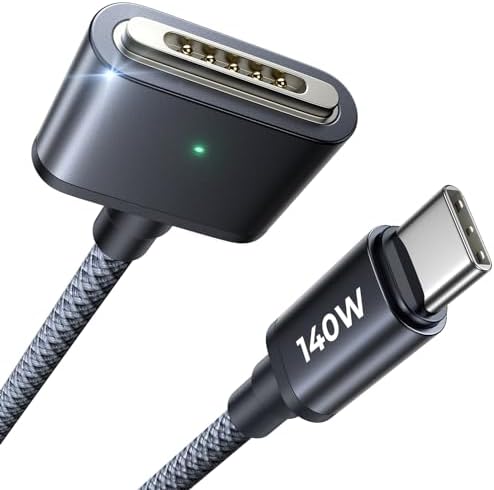 LISEN USB C to Magsafe 3 Cable (3.3FT) for M4/M3/M2 MacBook Pro Air Charger, 140W Magnetic Safe 3 Cable for Pro (16"/14" 2025, 2024, 2023, 2021) Air (15''/13'' 2025, 2024, 2023, 2022) Midnight