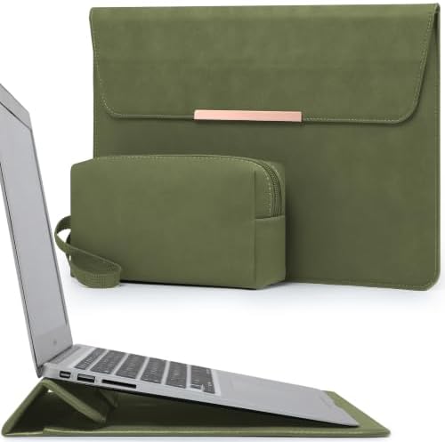 HYZUO 15 Inch Laptop Sleeve Case Bag with Stand Feature, Olive Green