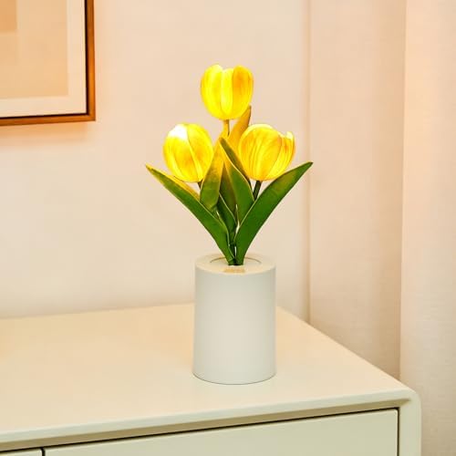 Artificial Pink Tulip Lamp, Bedroom Decor Light Birthday Gifts for Women