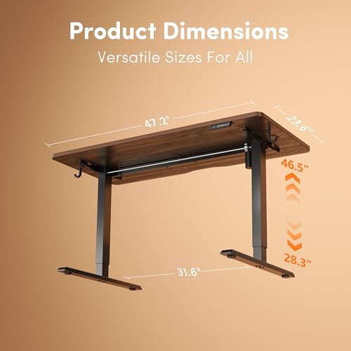 FEZIBO 48" Electric Standing Desk Height Adjustable Desk, Dark Walnut