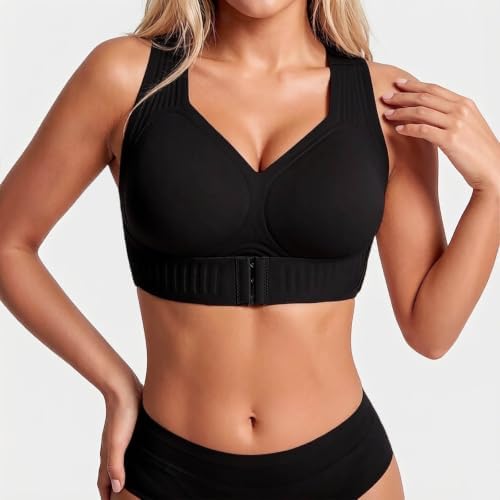 Posture Support Bras For Older Women Front Closure Crossback Wireless Bra Seamless Full Coverage Push Up Bralettes