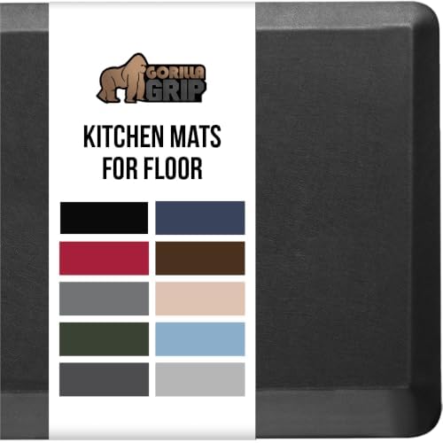 GORILLA GRIP Cushioned Antifatigue Kitchen Mat for Floor, 70x24, Black