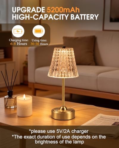 Nusogon Cordless Touch Table Lamp, Premium Rechargeable LED Small Desk Lamp