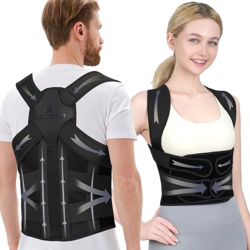 Posture Corrector for Women and Men Upgraded Back Brace, Adjustable Back Support for Upper and Lower Back Pain Relief, Shoulder Straightener for Hunchback, Scoliosis, Lumbar, Spine (Black, Small)