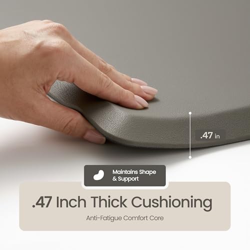 Anti Fatigue Kitchen Mats for Floor | Padded Kitchen Rugs | Non Slip, Cushioned Standing Desk Mat | Waterproof Floor Mat | 17.3" x 28" x 0.47" & 17.3" x 59" x 0.47", Grey, 2-Pack | More Décor