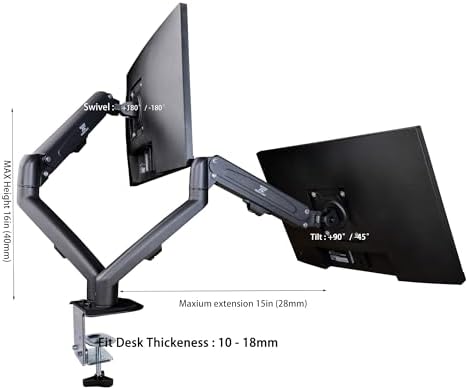 ASUS TUF Gaming 27" FHD IPS Monitor with 1ms Response Time, 180Hz Refresh Rate, Anti Glare, Flicker Free, VESA Mount (100mm), Displayport, HDMI, Black Color 2Pack w/DKZ Hub & ErgoFlexy Dual Mount Arm