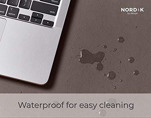 Nordik Leather Desk Mat - Cork Gunmetal Gray - Leather Desk Pad 35x17 in