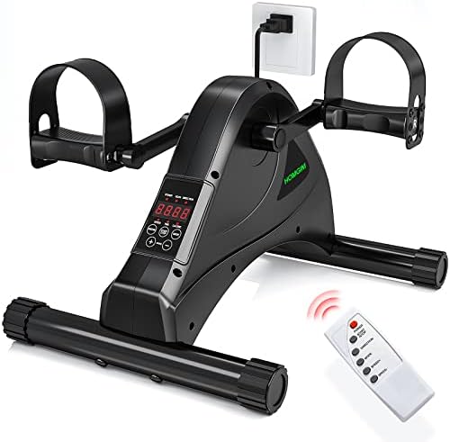 HOMGIM Mini Exercise Bike,Under Desk Bike for Seniors Rehab Training, Motorized Pedal Exerciser for Arm/Leg Fitness & Physical Therapy, 6 Levels Speed Adjustment