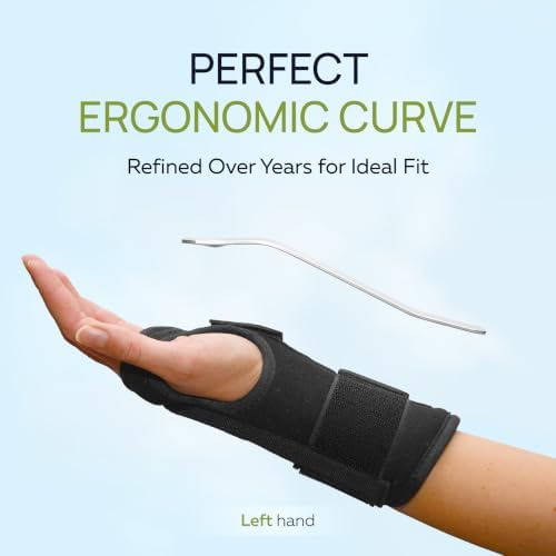 ZOFORE SPORT Carpal Tunnel Wrist Brace Support with 2 Straps and Metal Splint Stabilizer - Helps Relieve Tendinitis Arthritis Carpal Tunnel Pain - Reduces Recovery Time for Men Women - Left (L/XL)