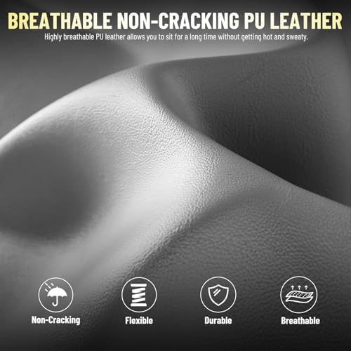 Ferghana PU Leather Gaming Chair – Wider Seat Cushion, Diamond Double-Stitching, Ergonomic High Back with Footrest, Computer Gamer Chair Featuring Massage Lumbar Support for Adults (Gray/Black)