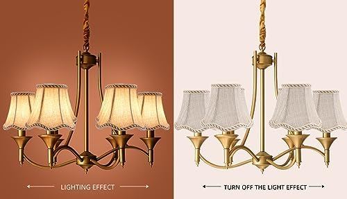 Fuloon Small Clip on Chandelier Lamp Shades, 6 Pack, Sand Beige