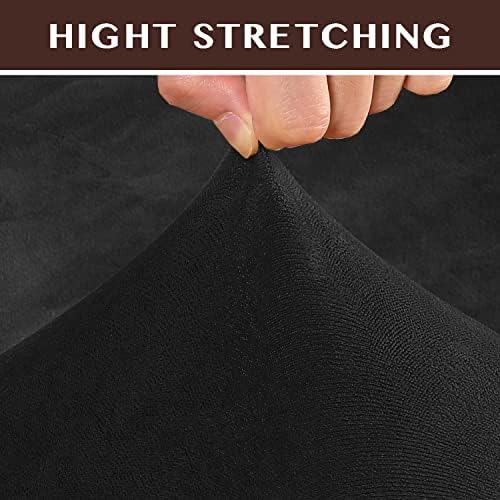2 Pack Velvet Stretch Armrest Covers - Non Slip Sofa Chair Covers, Soft Elastic Arm Protectors for Living Room Couch, Office Chair, Recliner (Black)