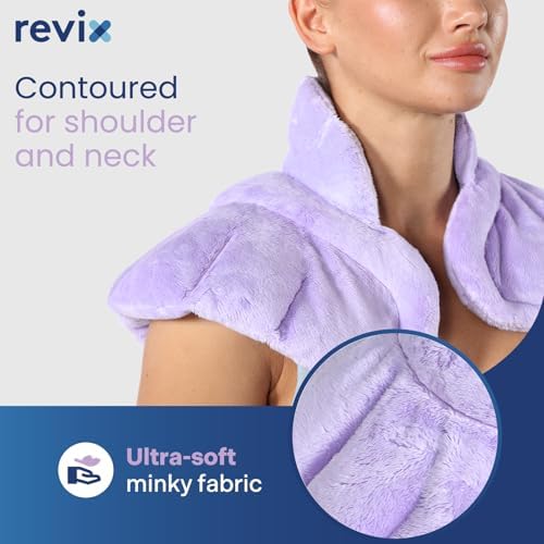 REVIX Microwavable Heating Pad for Neck, Weighted Moist Heat Shoulder Wrap