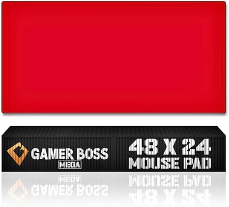 Gamer Boss - Gaming Mouse Pad - 48 x 24 Inches - 4mm Thick with Stitched Edges, Non-Slip Rubber Base, Premium Cloth Mousepad, Desk Mat for Laptop, Keyboard, Computer & PC (Mega, Red)