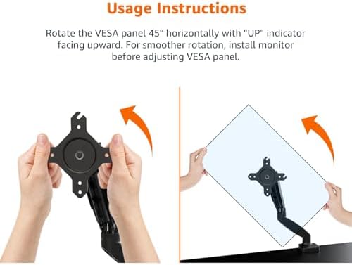 Amazon Basics Gas Spring Single Monitor Arm Desk Mount, Adjustable Tension, Fits 15–27 Inch Monitors, Supports 4.4–15.4 lbs, VESA 75x75/100x100, Black