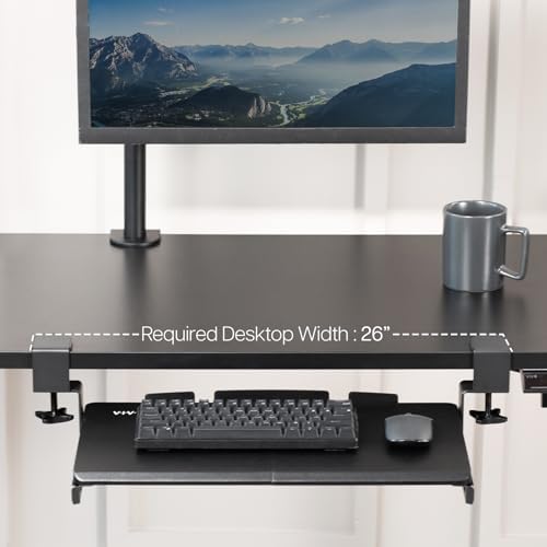 VIVO Black Clamp-on 20 x 11 in Keyboard Tray, MOUNT-KB05ES
