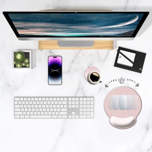 DOOKE ErgoComfort Wrist Rest Mouse Pad-Ergonomic Office Mousepad with Wrist Support-Non-Slip, Design Desk Accessories Mat for Home&Game Decor Chalk Pink