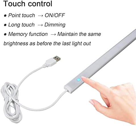 LED Under Cabinet Lighting with Touch Dimmer Sensor, 17" Plug in Under Counter Lights for Desk, Kitchen and Workbench, Cool White (6000K)