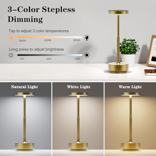LED Ccordless Table Lamp Rechargeable,Battery Powered Outdoor Table Light