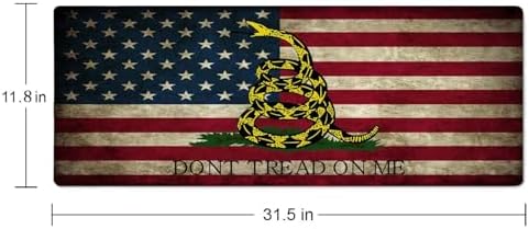 Extended Gaming Mouse Pad Big, Don't Tread On Me American Us Flag Retro Long Mouse Pad Large, 31.5x11.8in Non-Slip Rubber Base Mousepad, Stitched Edges Keyboard Mouse Mat Desk Pad