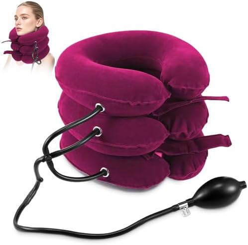 Jaximy Neck Stretcher, Neck Traction Device for Neck Pain Relief (Rose Red)