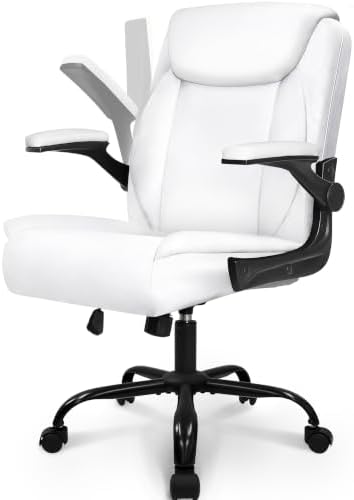 NEO CHAIR PU Leather Office Desk Chair with Adjustable Arms, All White