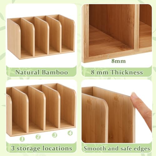 Novabright Bamboo Wooden 4-compartment File Magazine Holder, Suit for B5