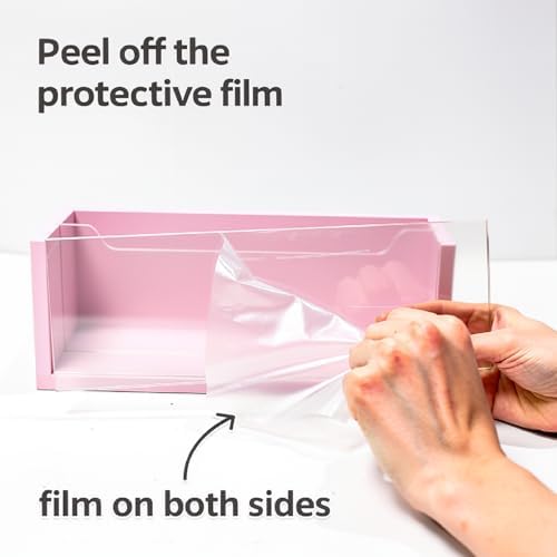 Pink Mail Organizer for Desk, Acrylic Letter Holder with Adjustable Divider