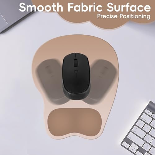 Ergonomic Mouse Pad,Non Slip Mousepad Wrist Rest Support for Office, Computer, Laptop & Mac(A-Light Brown)