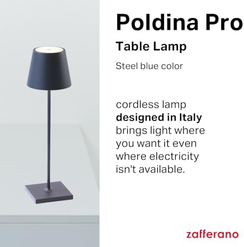 Zafferano, Poldina Pro, Rechargeable Cordless Lamp, Steel Blue